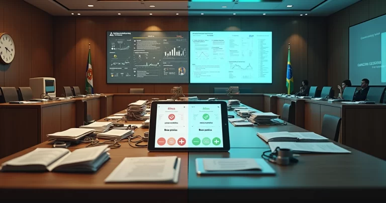 Plenário dividido entre processos legislativos manuais e digitais lado a lado